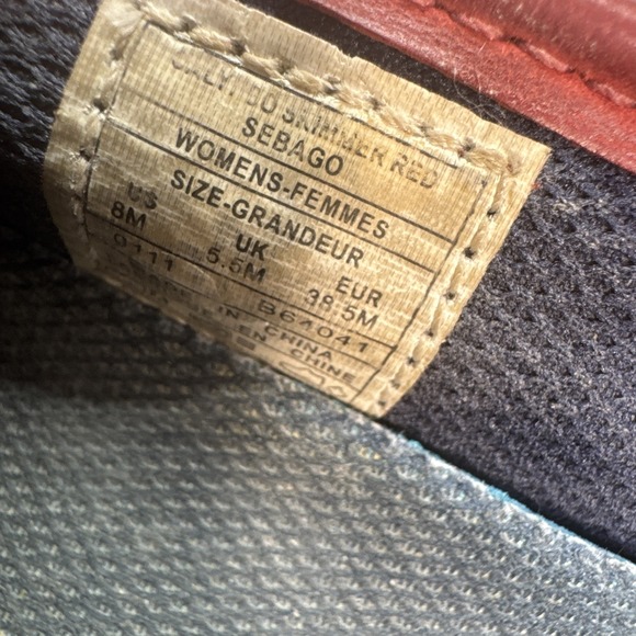 Sebago Calybro Skimmer Red Leather Slip On Flats Women's Size 8M - Picture 9 of 10